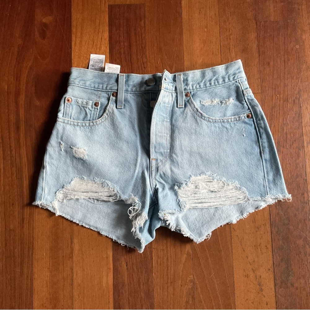 Levi's 501 High Waist Light Wash Denim Shorts